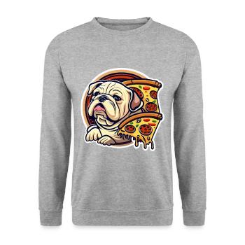 Pizza - Unisex Pullover - Weißgrau meliert - Vorne - Alina (178cm) & Michal (187cm)