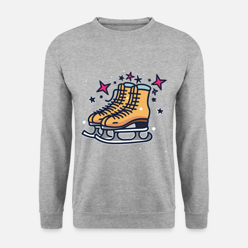 Schlittschuhe - Unisex Pullover - Weißgrau meliert
