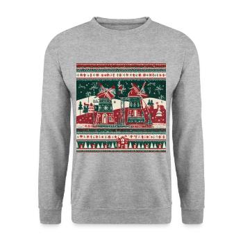 Windmühle - Unisex Pullover - Weißgrau meliert - Vorne - Alina (178cm) & Michal (187cm)