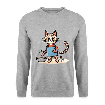 Köchin - Unisex Pullover - Weißgrau meliert - Vorne - Alina (178cm) & Michal (187cm)