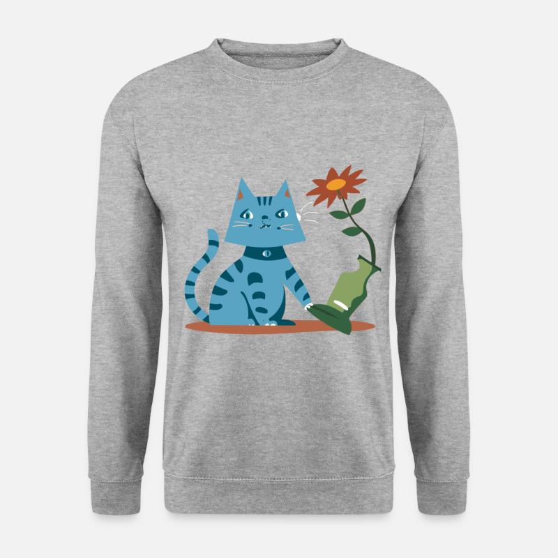 Katze - Unisex Pullover - Weißgrau meliert
