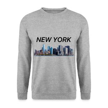 New York - Sweat-shirt Unisexe - gris chiné - Devant - Alina (178cm) & Michal (187cm)