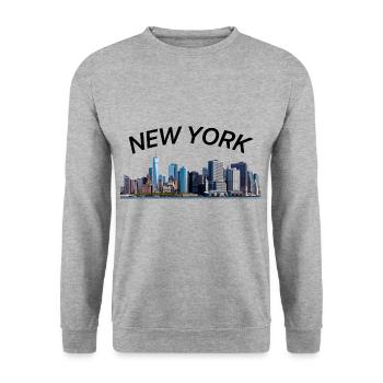 New York NewYork City - Unisex Pullover - Weißgrau meliert - Vorne - Alina (178cm) & Michal (187cm)