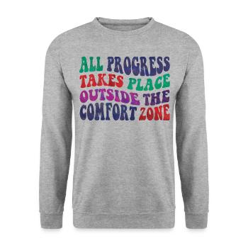 All progress takes place outside the comfort zone - Unisex Pullover - Weißgrau meliert - Vorne - Alina (178cm) & Michal (187cm)