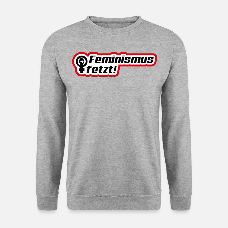 Feminismus fetzt! - Unisex Pullover - Weißgrau meliert