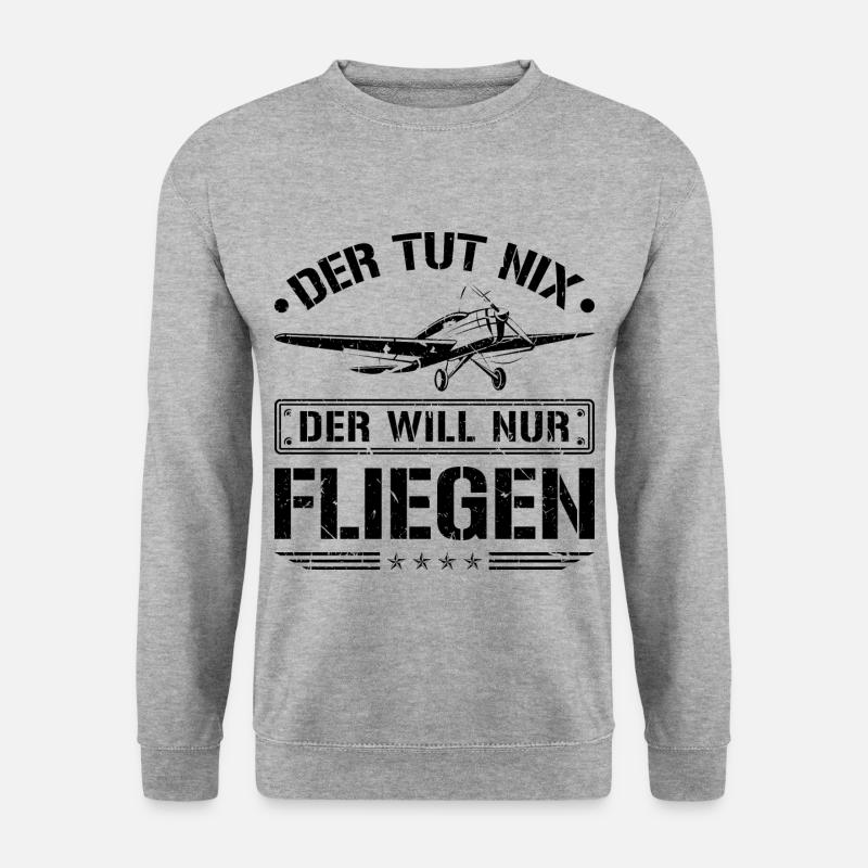 Piloten Spruch Lustig Flugzeug Cockpit Pilot - Unisex Pullover - Weißgrau meliert