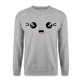 face laughing - Unisex Sweatshirt - salt & pepper - Front - Alina (178cm) & Michal (187cm)