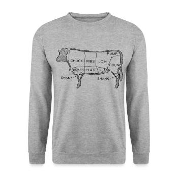 BBQ - Unisex Pullover - Weißgrau meliert - Vorne - Alina (178cm) & Michal (187cm)