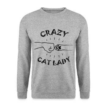 Crazy Cat Lady - Paw Fist Bump - Unisex Sweatshirt - salt & pepper - Front - Alina (178cm) & Michal (187cm)