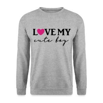 Love my cute boy - Unisex Sweatshirt - salt & pepper - Front - Alina (178cm) & Michal (187cm)