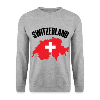 Schweiz Landkarte Schweizer Flagge - Unisex Pullover - Weißgrau meliert - Vorne - Alina (178cm) & Michal (187cm)