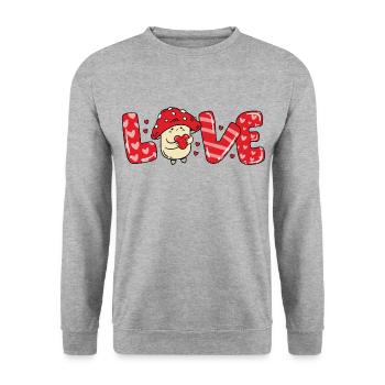 Mushroom in love heart couples valentine's day - Unisex Sweatshirt - salt & pepper - Front - Alina (178cm) & Michal (187cm)