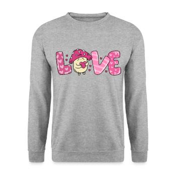 Mushroom in love heart couples valentine's day - Unisex Sweatshirt - salt & pepper - Front - Alina (178cm) & Michal (187cm)