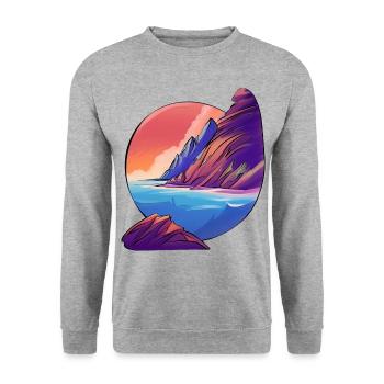 Sunrise Sea Island Holiday - Unisex Sweatshirt - salt & pepper - Front - Alina (178cm) & Michal (187cm)