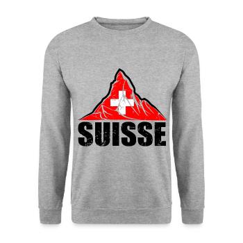 Suisse Cervin - Drapeau suisse - Sweat-shirt Unisexe - gris chiné - Devant - Alina (178cm) & Michal (187cm)
