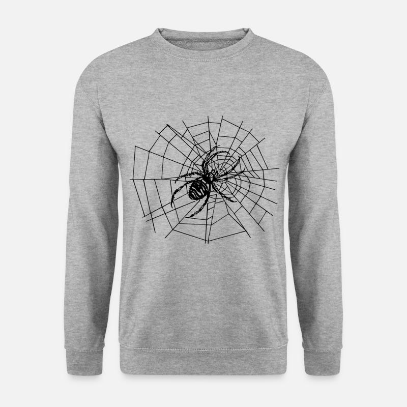 Große Spinne im Netz | Kreuzspinne | spider - Unisex Pullover - Weißgrau meliert