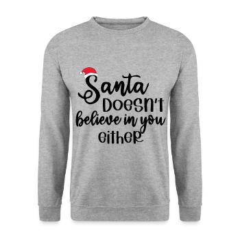 Le Père Noël ne croit pas en vous non plus - Sweat-shirt Unisexe - gris chiné - Devant - Alina (178cm) & Michal (187cm)