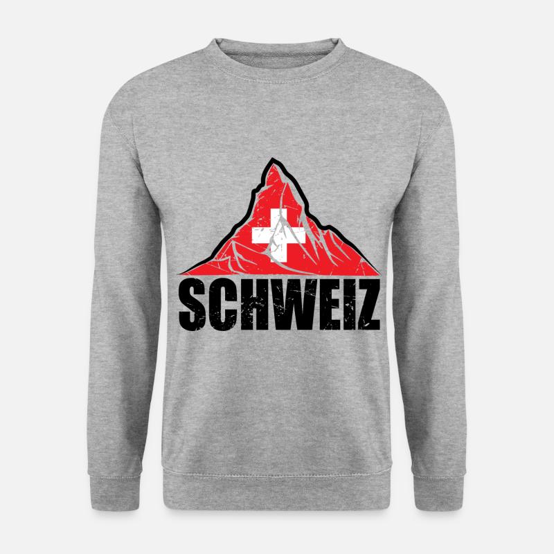 Schweiz Matterhorn - Schweiz Flagge - Unisex Pullover - Weißgrau meliert