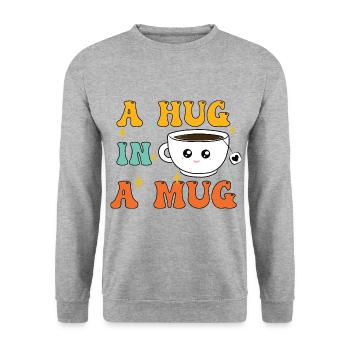 Umarmung in einer Tasse Teeliebhaber - Unisex Pullover - Weißgrau meliert - Vorne - Alina (178cm) & Michal (187cm)