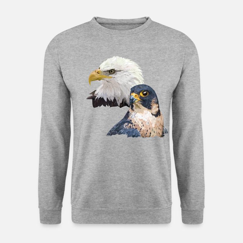 Wanderfalke und amerikanische Zigarre - Unisex Pullover - Weißgrau meliert