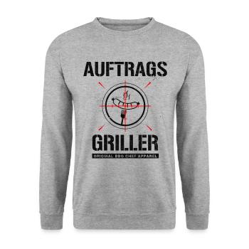 GRILLER BBQ GRILLMEISTER GRILLEN AUFTRAGSGRILLER - Unisex Pullover - Weißgrau meliert - Vorne - Alina (178cm) & Michal (187cm)