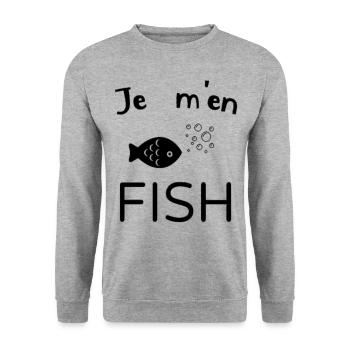 Je m' en fish humour jeu de mots cadeau drôle - Sweat-shirt Unisexe - gris chiné - Devant - Alina (178cm) & Michal (187cm)