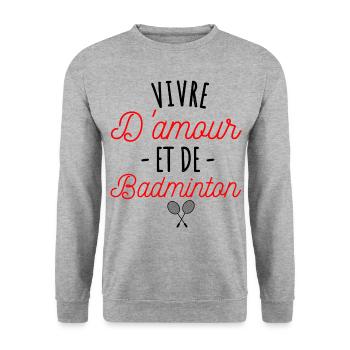 T shirt badminton humour badminton cadeau - Sweat-shirt Unisexe - gris chiné - Devant - Alina (178cm) & Michal (187cm)