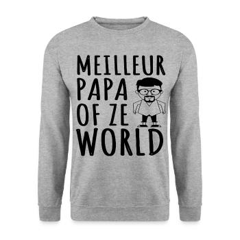 meilleur papa of ze world humour papa cadeau père - Sweat-shirt Unisexe - gris chiné - Devant - Alina (178cm) & Michal (187cm)