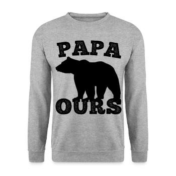 Papa ours humour papa cadeau fête des pères - Sweat-shirt Unisexe - gris chiné - Devant - Alina (178cm) & Michal (187cm)