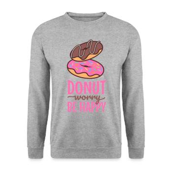 Donut worry be happy humor pun gift - Unisex Sweatshirt - salt & pepper - Front - Alina (178cm) & Michal (187cm)