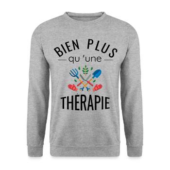 Jardinage thérapie humour jardinier cadeau jardin - Sweat-shirt Unisexe - gris chiné - Devant - Alina (178cm) & Michal (187cm)