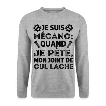 Mécanicien mon joint de cul lache humour mécano - Sweat-shirt Unisexe - gris chiné - Devant - Alina (178cm) & Michal (187cm)