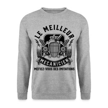 Meilleur mécanicien humour mécanique cadeau homme - Sweat-shirt Unisexe - gris chiné - Devant - Alina (178cm) & Michal (187cm)