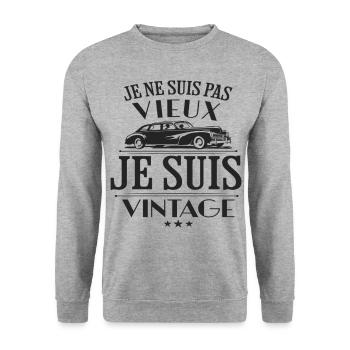 Je ne suis pas vieux je suis vintage humour cadeau - Sweat-shirt Unisexe - gris chiné - Devant - Alina (178cm) & Michal (187cm)