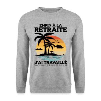 Enfin la retraite humour retraité cadeau drôle - Sweat-shirt Unisexe - gris chiné - Devant - Alina (178cm) & Michal (187cm)