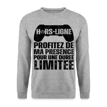 Hors-ligne cadeau pour gamer humour gaming cadeau - Sweat-shirt Unisexe - gris chiné - Devant - Alina (178cm) & Michal (187cm)