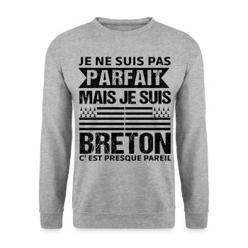 Je Ne Suis Pas Parfait Mais Breton Cadeau Bretagne - Sweat-shirt Unisexe - gris chiné - Devant - Alina (178cm) & Michal (187cm)