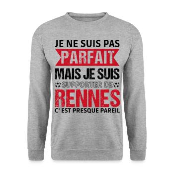 Supporter Rennes Cadeau Football Fan Rouge Noir - Sweat-shirt Unisexe - gris chiné - Devant - Alina (178cm) & Michal (187cm)
