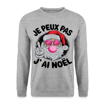 Je Peux Pas J’ Ai Noël Humour Père Noël Cadeau - Sweat-shirt Unisexe - gris chiné - Devant - Alina (178cm) & Michal (187cm)