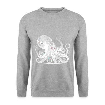 Cool octopus design with Aztec pattern - Unisex Sweatshirt - salt & pepper - Front - Alina (178cm) & Michal (187cm)