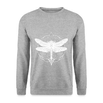 Libellule avec ornement blanc - Géométrie sacrée - Sweat-shirt Unisexe - gris chiné - Devant - Alina (178cm) & Michal (187cm)