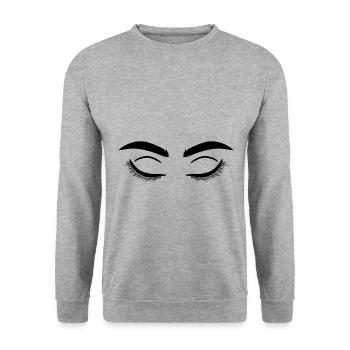 Augen ,Kunst - Unisex Pullover - Weißgrau meliert - Vorne - Alina (178cm) & Michal (187cm)