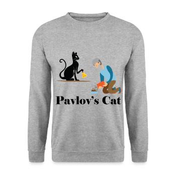 Le chat de Pavlov - Drôle de psychologie - Sweat-shirt Unisexe - gris chiné - Devant - Alina (178cm) & Michal (187cm)
