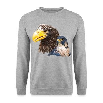 Giant pigargo and peregrine falcon - Unisex Sweatshirt - salt & pepper - Front - Alina (178cm) & Michal (187cm)