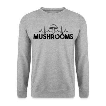 Mushrooms Heartbeat Vintage - Unisex Sweatshirt - salt & pepper - Front - Alina (178cm) & Michal (187cm)