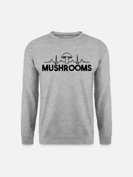 Pilze Heartbeat Vintage - Unisex Pullover - Weißgrau meliert