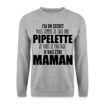 je suis une future maman pipelette ! future maman - Sweat-shirt Unisexe - gris chiné - Devant - Alina (178cm) & Michal (187cm)
