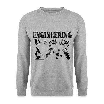 Ingenieurwesen Es ist eine Mädchensache Wissenschaftlerin Mädchen - Unisex Pullover - Weißgrau meliert - Vorne - Alina (178cm) & Michal (187cm)