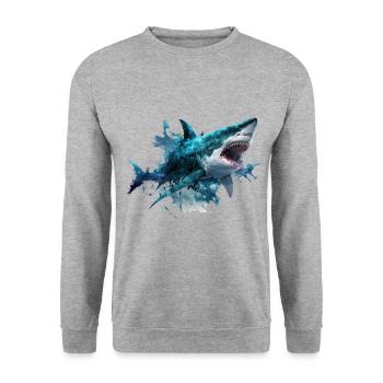 Requin cool - Sweat-shirt Unisexe - gris chiné - Devant - Alina (178cm) & Michal (187cm)