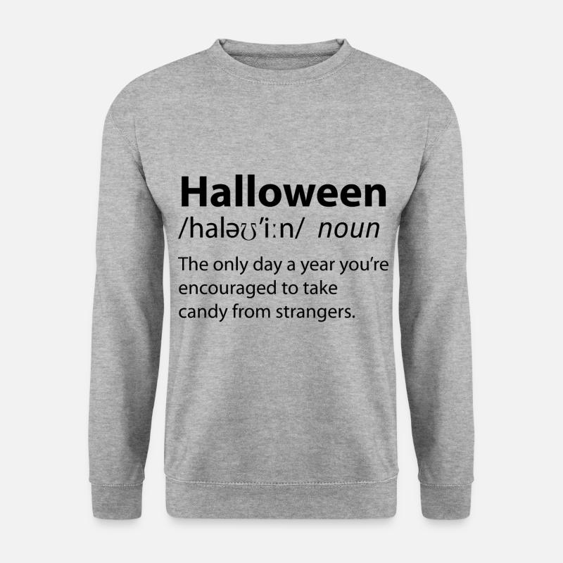 Halloween Funny Dictionary Définition - Sweat-shirt Unisexe - gris chiné